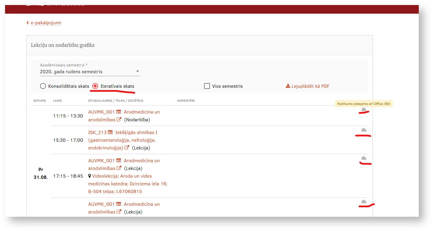 RSU IT sistēmu lietotāju Zināšanu bāze > Kā var pārbaudīt vai notikumi ir iesinhronizējušies O365 kalendārā? > image2020-8-18_11-23-15.png