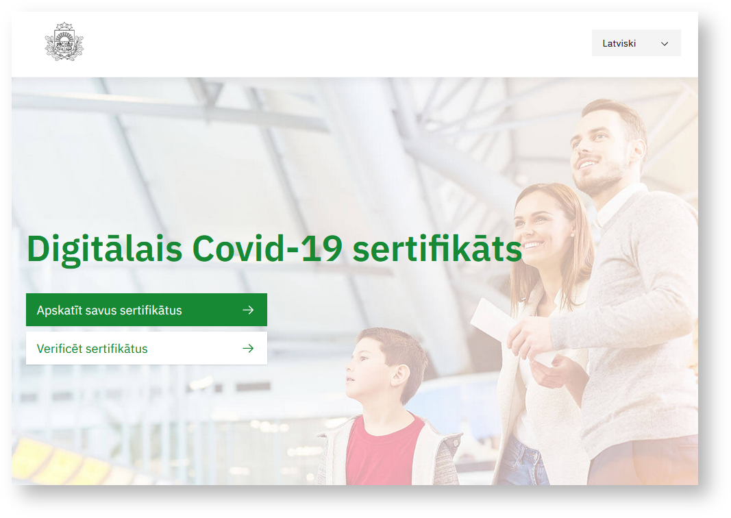 Digitālais COVID sertifikāta pārbaudes lapa